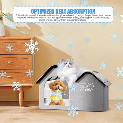 Cooling Cat House Aluminum Foil Insulated Cat Cooling House Tear Resistant Shade Tent Cave Spacious Shelter For Apartment Patio