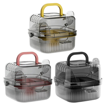 Hamster Travel Carrier Double-Layer Breathable Case Small Hamster Cage With Handle For Guinea Bunny Mice Dwarf Chinchillas