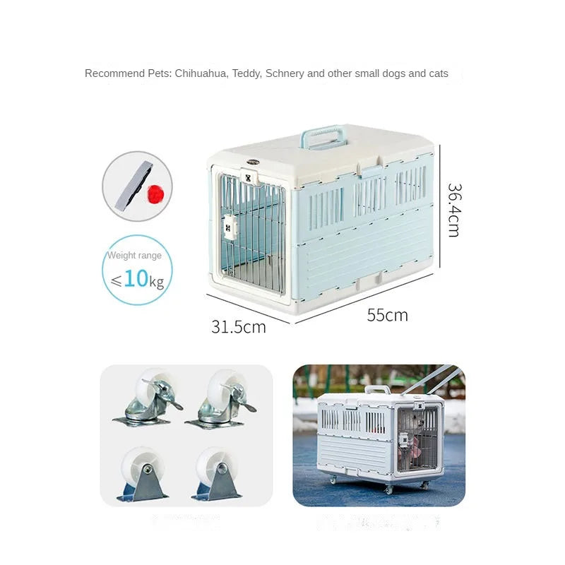 Portable foldable dog cage Oversized breathable pet airline box Car pet cage for traveling Multi-function foldable pet cage