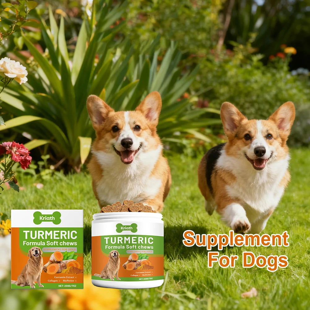 200g Organic-Turmeric Soft Chews For Dogs With Curcumins Joint Supplement With Collagen Eliminates Joint Pain Inflammation