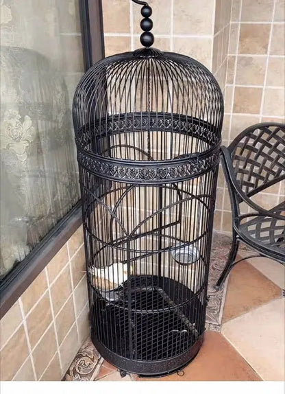 Extra Large iron Cylindrical Bird Cages courtyard outdoor Parrot Large Villa Cage European retro Cage Birds Budgie Canary Bird Z