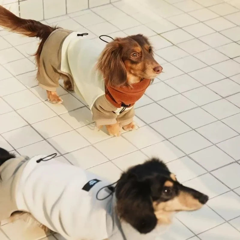 Fashion Thickened 4-legged Dachshund Dog Clothes Winter Soft Waxy Heating Antistatic Double-sided Fleece Dachshund Cotton Home
