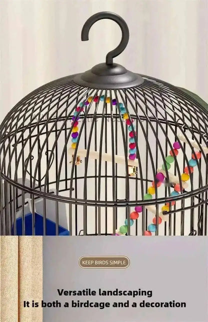 Wrought Retro Household Bird Nordic Round Iron Metal Parrot Cage Large Size Luxury Bird Villa Creative White Parrot House L