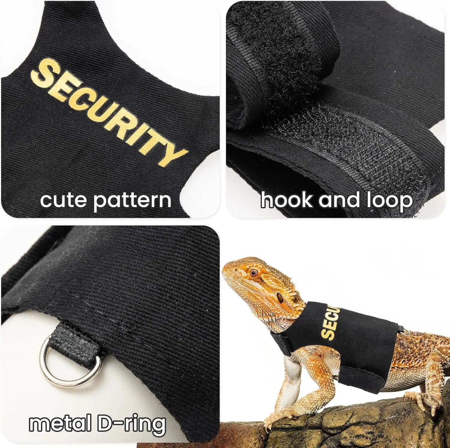 Bearded Dragon Harness Leash Set, Lizard Clothe Costume Adjustable Reptile Harness with 5ft Leash for Bearded Dragon