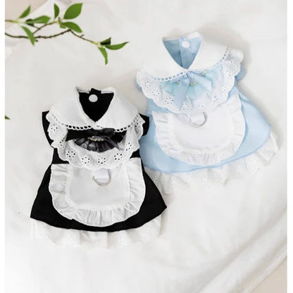 Blue Maid Skirt Kitten Dress Thin Breathable Pet British Short Silver Summer Clothes Cat Dress
