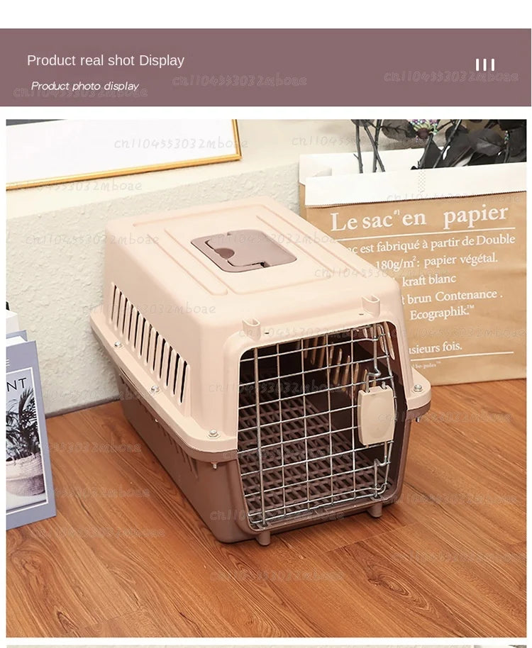 Outdoor Large Plastic Cat CageLarge Airline Pet CageCat Shipping Box Portable Pet Supplies