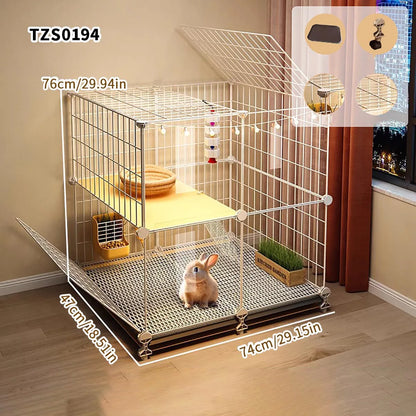 Rabbit Cage with Large Space for Home Use, Large Villa-Style Rabbit Nest with Toilet