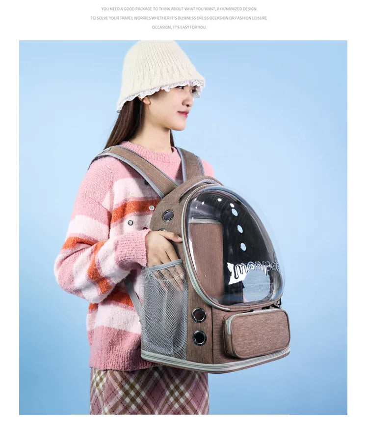 Expandable Large Capacity Pet Cat Carrying Bag Breathable Backpacks For Small Dogs Cats Outgoing Travel Airline Transport