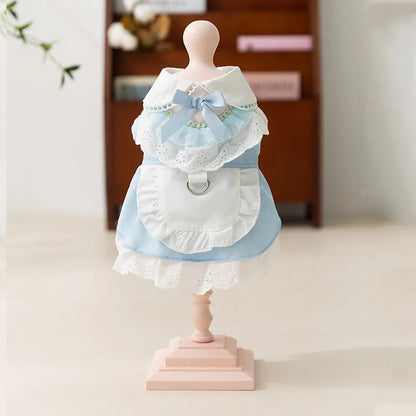 Blue Maid Skirt Kitten Dress Thin Breathable Pet British Short Silver Summer Clothes Cat Dress