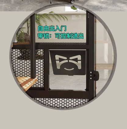 Cat villa solid wood panoramic glass luxury large space cabinet cage can put smart toilet three-story nest house for home use