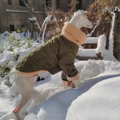 Thickened Lamb Wool Two in One Dog Cotton Coat Windproof Warm Coat High Necked Large Dog Outdoor Trendy Clothing Pet Winter Vest