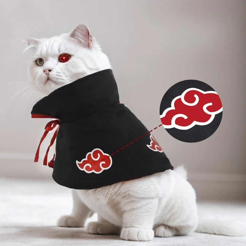 Cat Clothes Akatsuki Organization Cloak Dog Cape Small Dog Cos Ninja Dress Pet Costume Party Decoration Photo Props