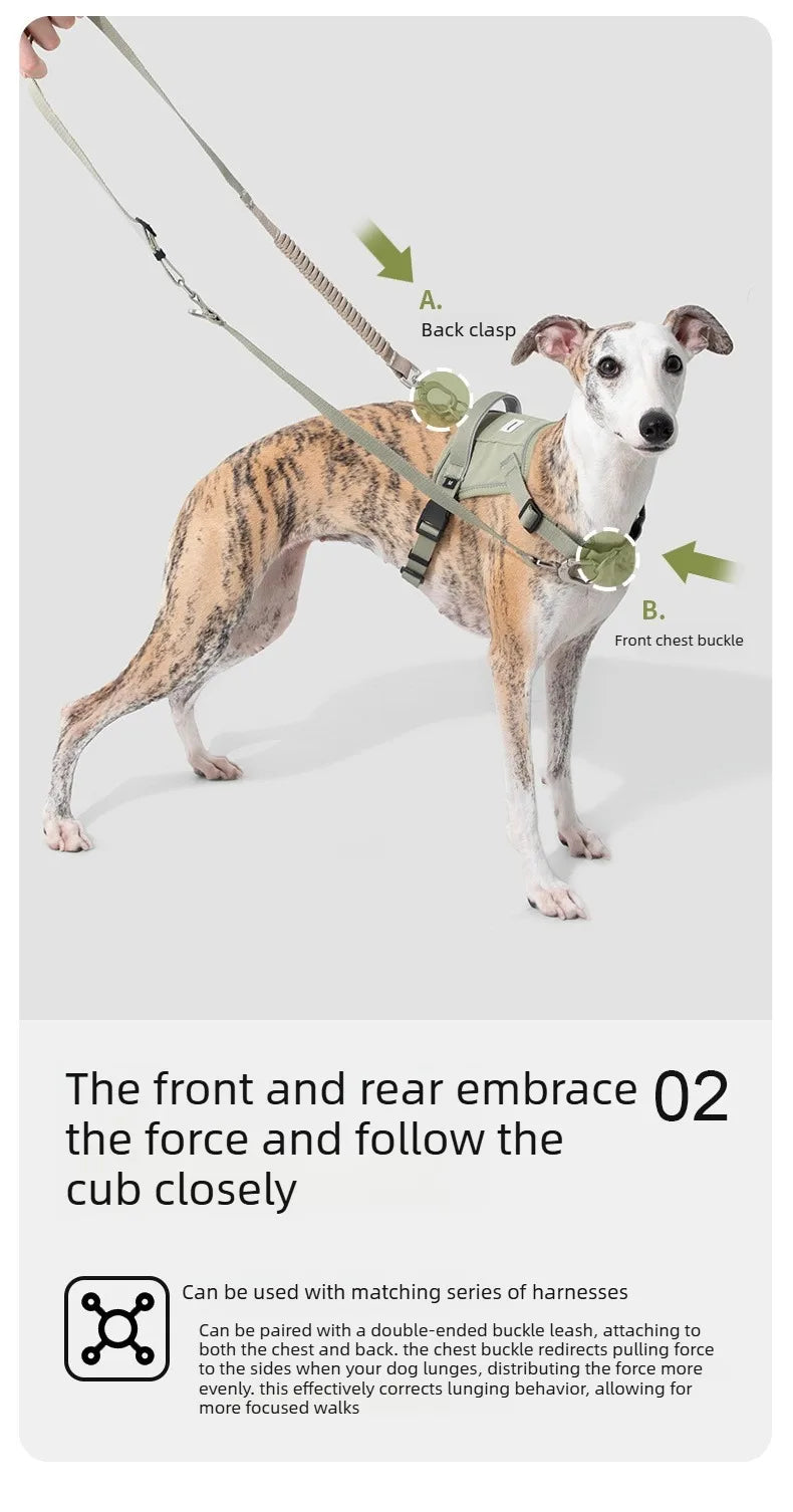 Multi-Functional Dog Leash Anti-Burst Shock Absorption Hands-Free Waist Shoulder Strap Adjustable 114-143cm for 40kg