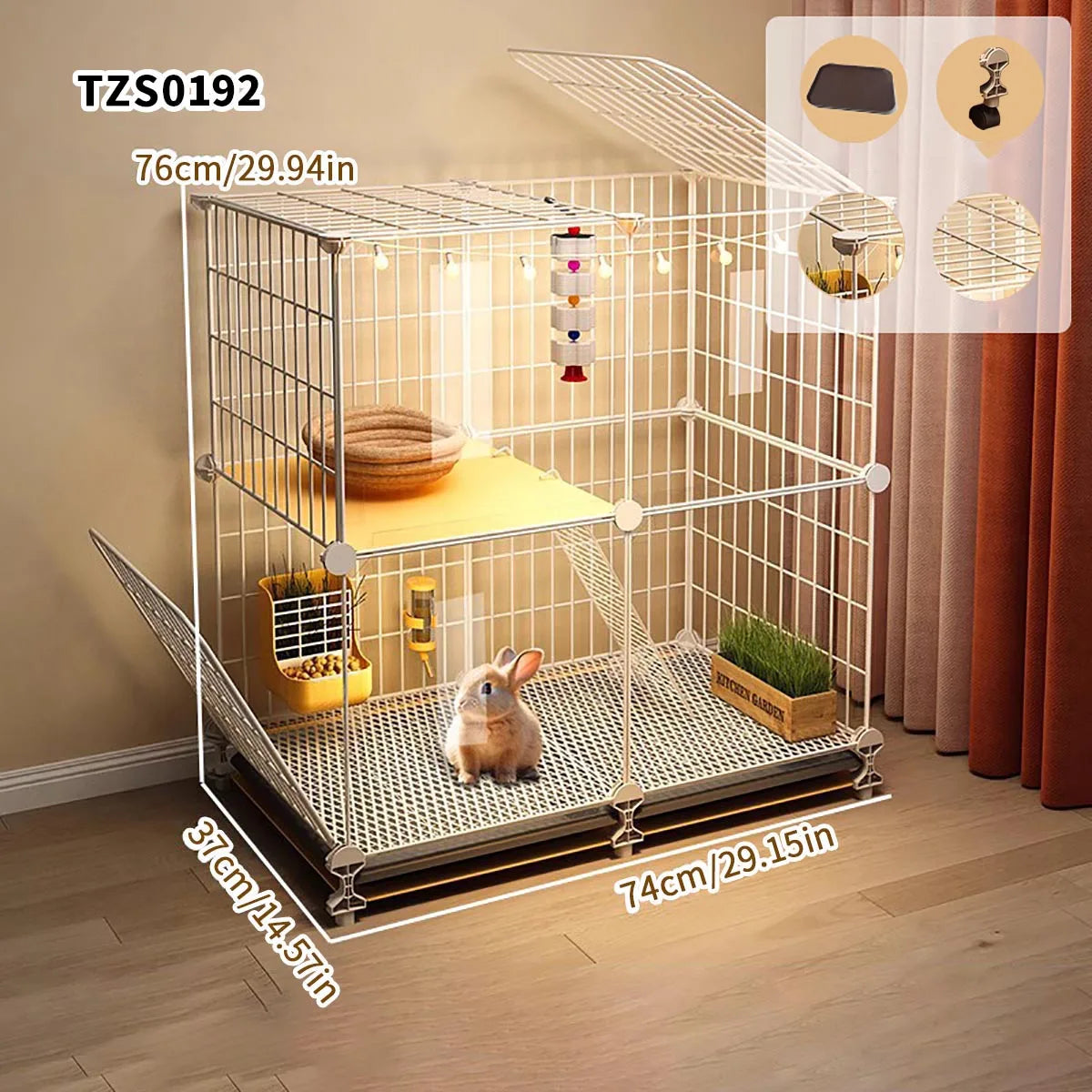 Rabbit Cage with Large Space for Home Use, Large Villa-Style Rabbit Nest with Toilet