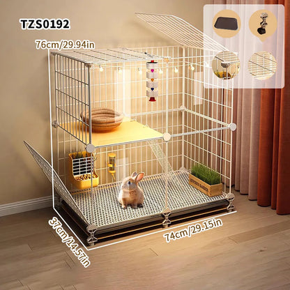 Rabbit Cage with Large Space for Home Use, Large Villa-Style Rabbit Nest with Toilet