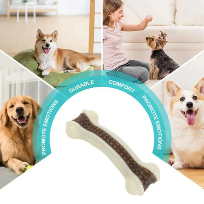 1pcs Dog Toys Eat Play Nylon+Leather Bone Stick Teething Stick Dog Toy Bite Gum Bone Resistant Bite Chewing Pet Supplies