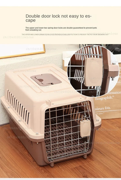 Outdoor Large Plastic Cat CageLarge Airline Pet CageCat Shipping Box Portable Pet Supplies