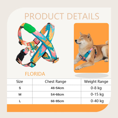 Premium Explorer Harness Y-Shaped Dog HarnessAdjustable Durable Nylon Soft Padding Metal Buckles and Leather Handle for Pets