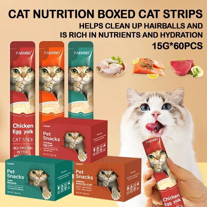 45-Piece Value Pack Cat SticksCat Snacks with Nutrients for Weight GainMoist Food Suitable for Adult KittenHydrating Meat Sticks