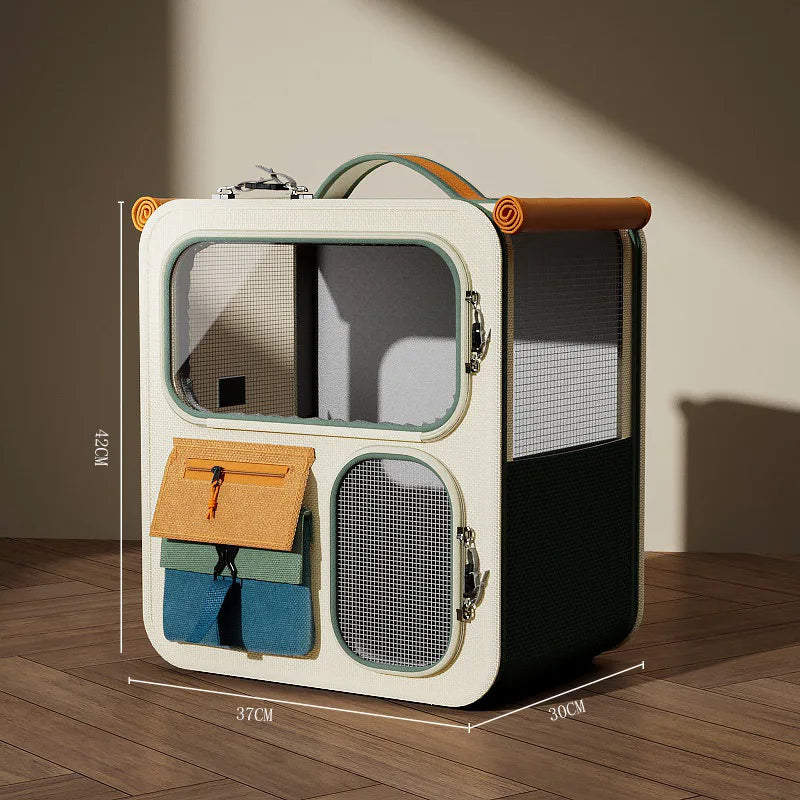 Cat bag out large capacity suitcase multi-cat pet portable cat multi-function wheel trolley case transparent backpack