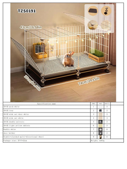 Rabbit Cage with Large Space for Home Use, Large Villa-Style Rabbit Nest with Toilet