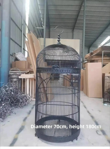 Extra Large iron Cylindrical Bird Cages courtyard outdoor Parrot Large Villa Cage European retro Cage Birds Budgie Canary Bird Z