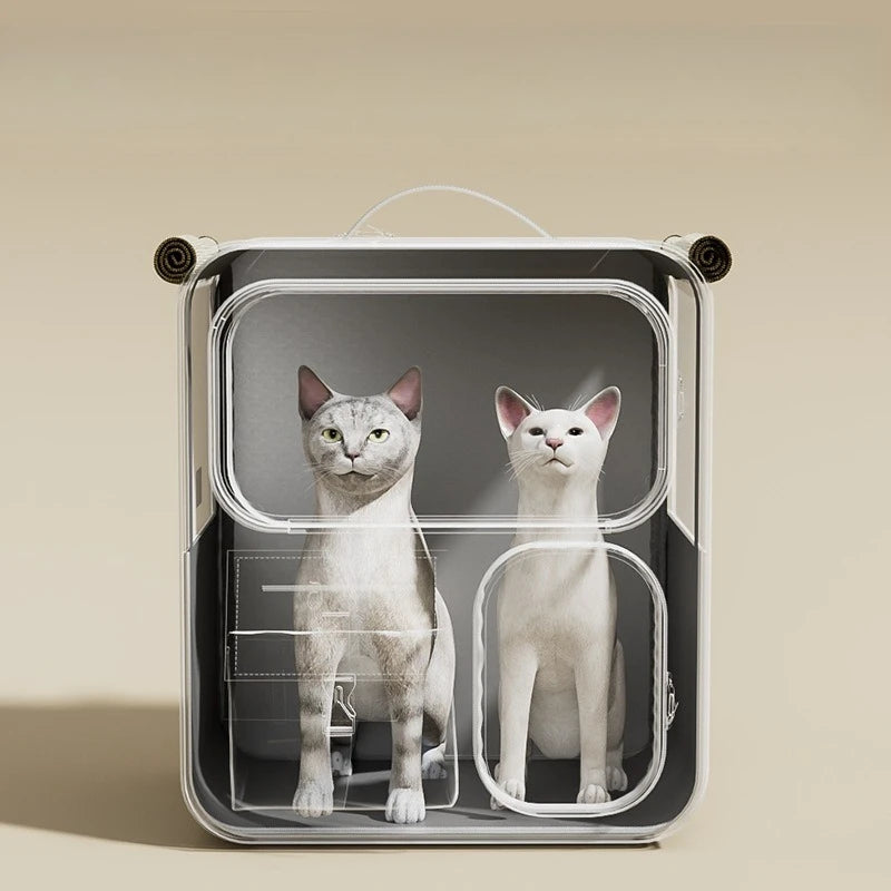 Cat bag out large capacity suitcase multi-cat pet portable cat multi-function wheel trolley case transparent backpack