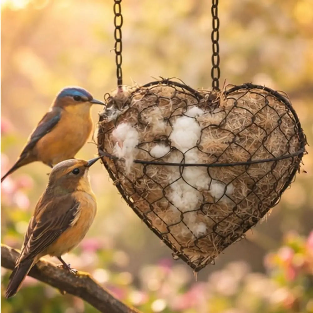 Alpaca Fiber Bird Nesting Heart - Handmade Alpaca Bird Nesting Material Holder, Outdoor Wild Bird Winter Shelter, for Bird Lover