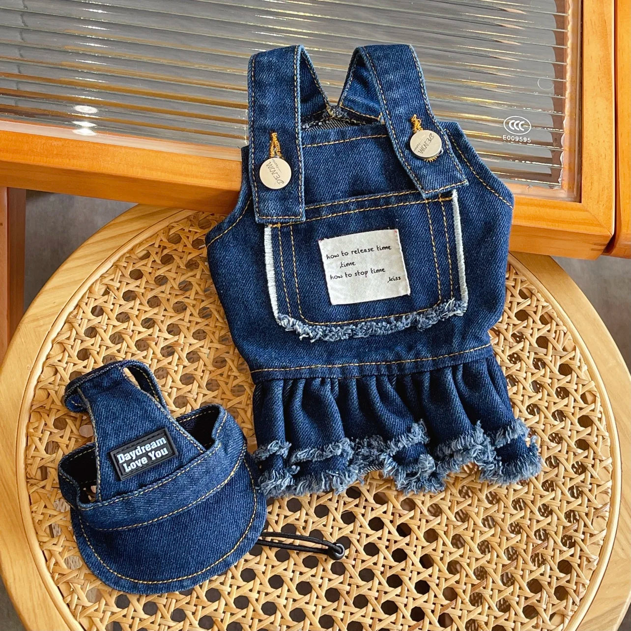 Summer Dog Clothes Denim Jeans with Hat Dog Dress INS Style Small Girl Dog Clothing Couple Pet Outfit Puppy Costume Overalls