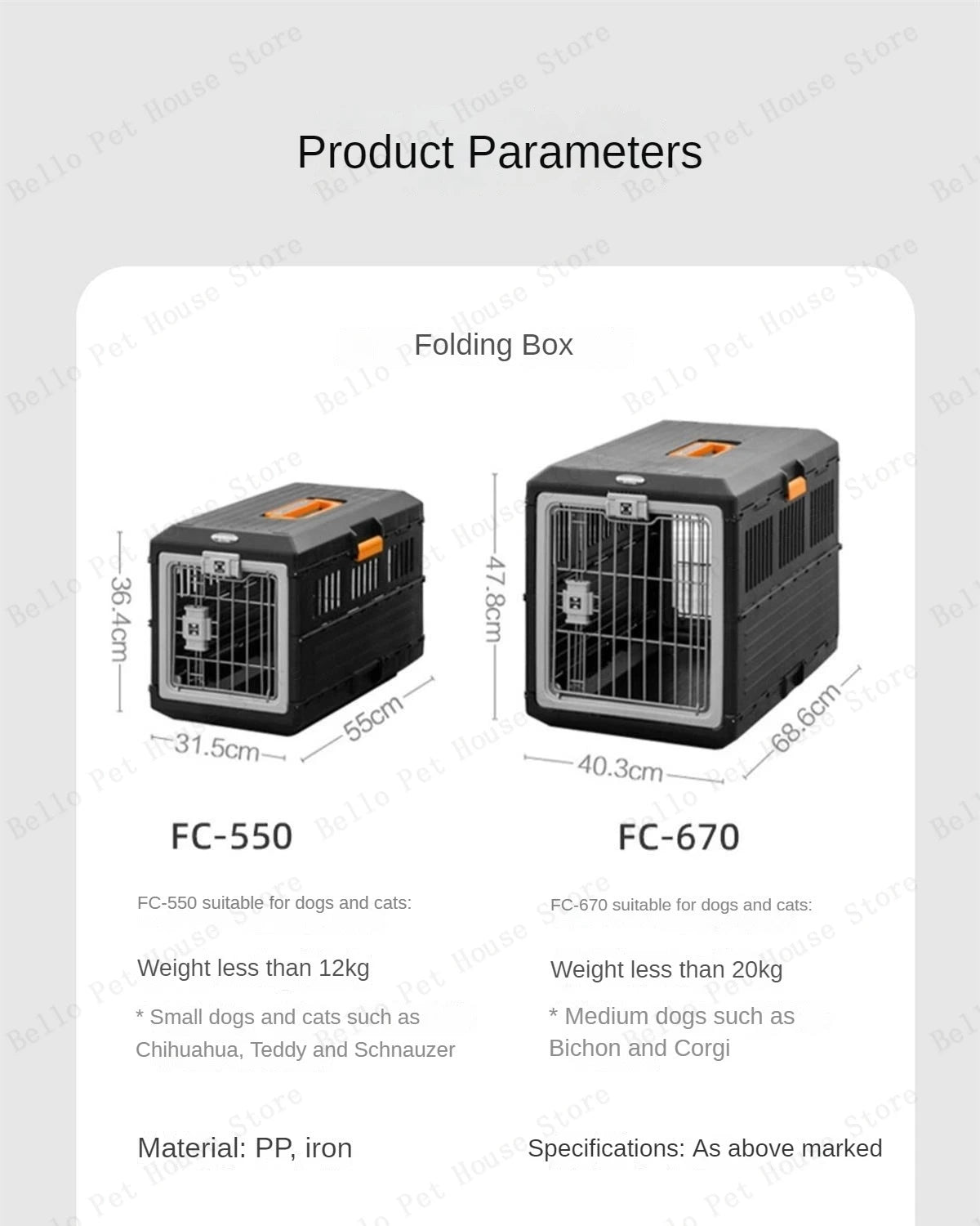 Portable foldable dog cage Oversized breathable pet airline box Car pet cage for traveling Multi-function foldable pet cage