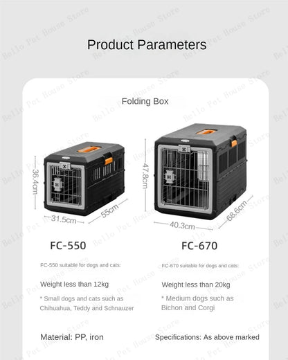 Portable foldable dog cage Oversized breathable pet airline box Car pet cage for traveling Multi-function foldable pet cage