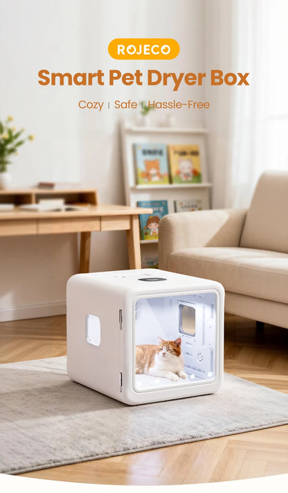 ROJECO 70L Smart Pet Dryer Box Automatic Temperature Control 360° Drying Ultra Quiet Pet Hair Grooming For Dog Cat Dryer 4 Speed