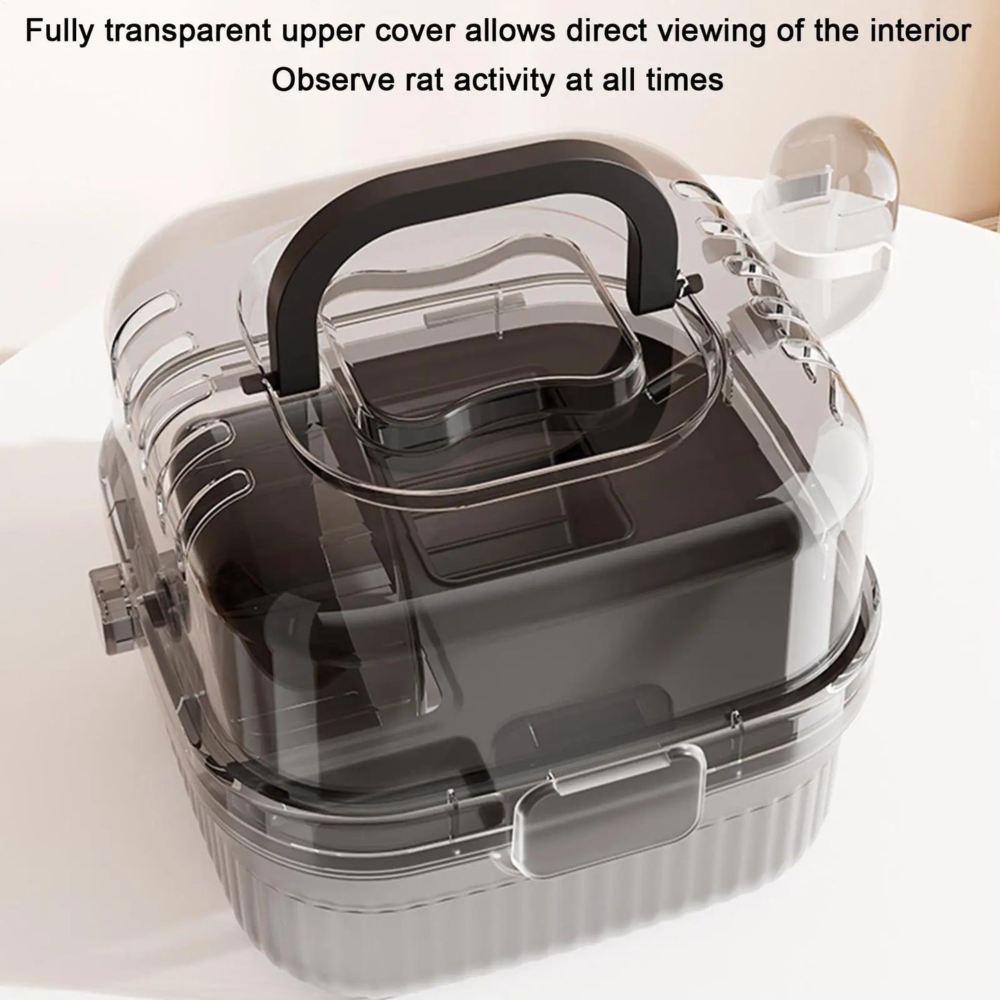 Hamster Travel Carrier Double-Layer Breathable Case Small Hamster Cage With Handle For Guinea Bunny Mice Dwarf Chinchillas