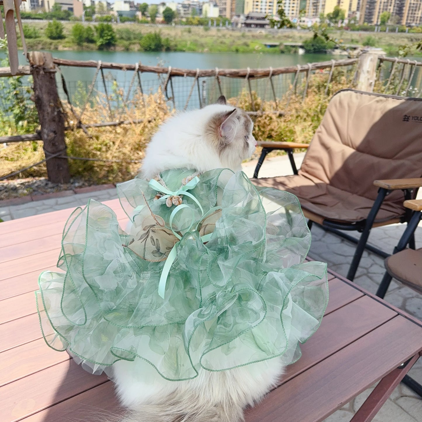Summer Luxury Pink Green Puppy Dog Cats Clothing Chihuahua Handmade Lace Sling Princess Dresses For Small Medium Dog Pet Clothes