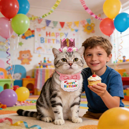 Dog Birthday Party Decorations Adjustable Collar Hat With Number Dogs Birthday Party Supplies For Pet Cat Adoption Small Animal