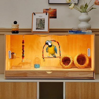 Wooden Bird Cage Parrot Pigeon Birds House with Drawers Ventilate Large Space Bird Nests Home Birds Breeding Box Aviary Pigeon