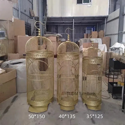 Extra Large iron Cylindrical Bird Cages courtyard outdoor Parrot Large Villa Cage European retro Cage Birds Budgie Canary Bird Z