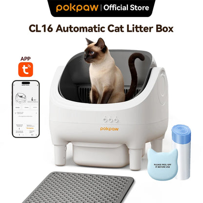 Pokpaw CL16 Smart Cat Litter Box with App Control 76L Self-cleaning Automatic Semi Enclosed Cat Litter Box Cat Toilet Supplies