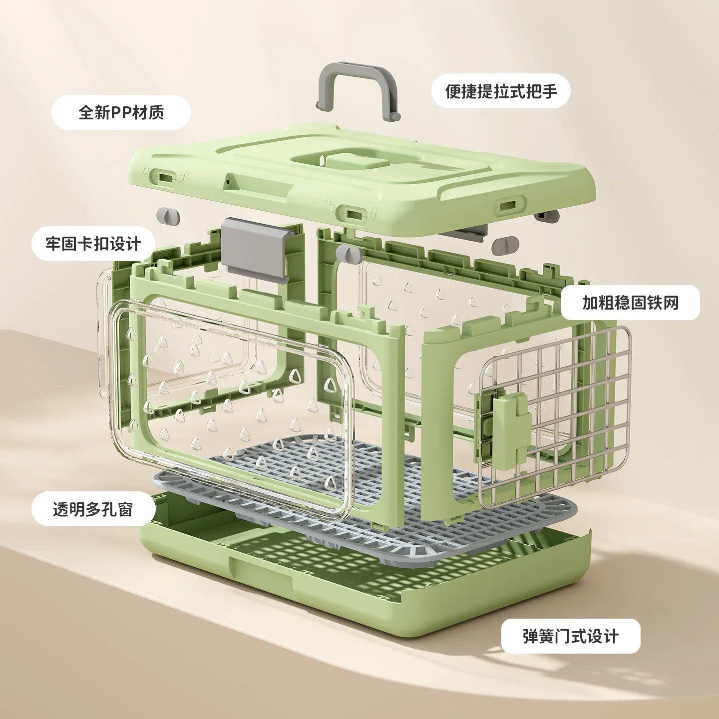Pet supplies Portable pet air bag folding Dog suitcase out car carrying large capacity cat checked transparent box