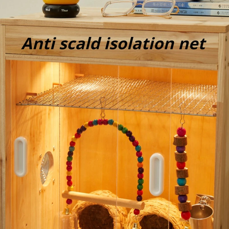 Wooden Bird Cage with Drawers Breathable Young Birds Nest with Base Net Parrot Quail Breeding Box Bird Interior Aviary House