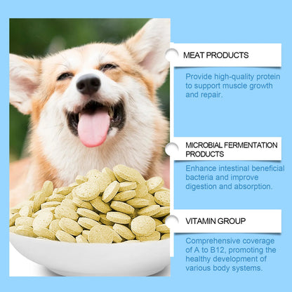 Multivitamin Supplement Tablets for Dogs and Cats, Meat Essence Formula, Vision Support, Strong Bones, Energy Metabolism Boost