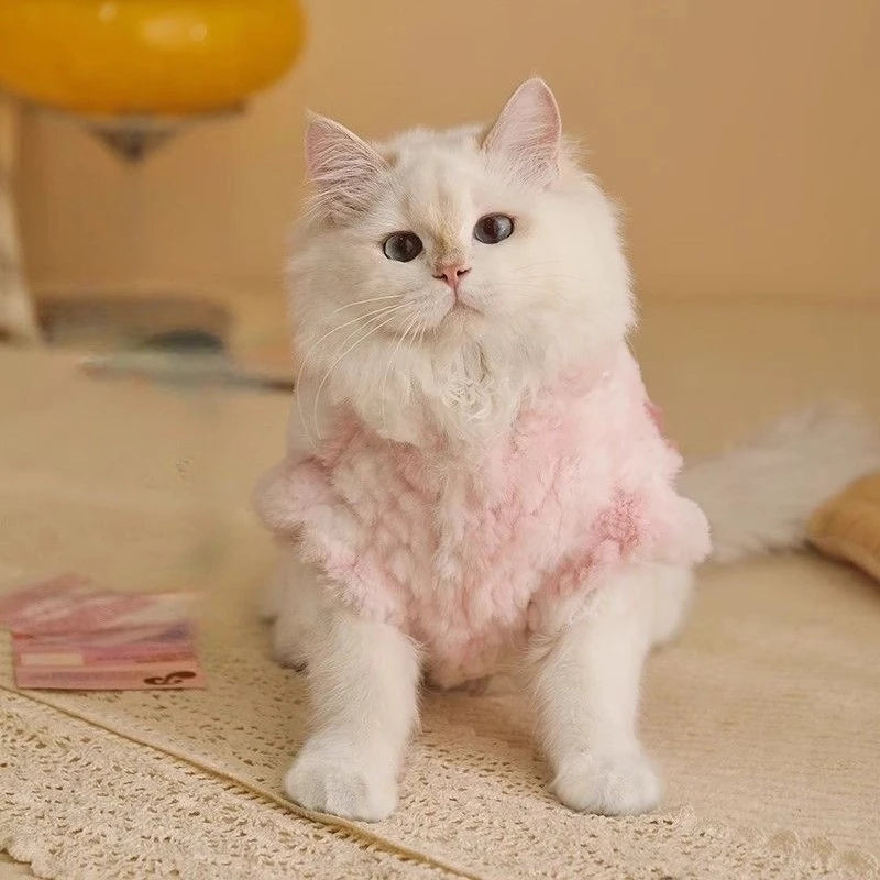 Warm Cat Vest Kitten Ragdoll British Shorthair Silver Shaded Cat Winter Autumn Clothes Cute Small Cat Outfit Cozy Pet Apparel