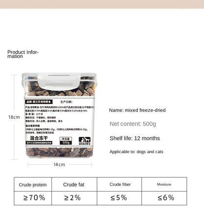 Pet freeze-dried meat snacks chicken beef duck quail chicken small breast 500g dog cat snacks