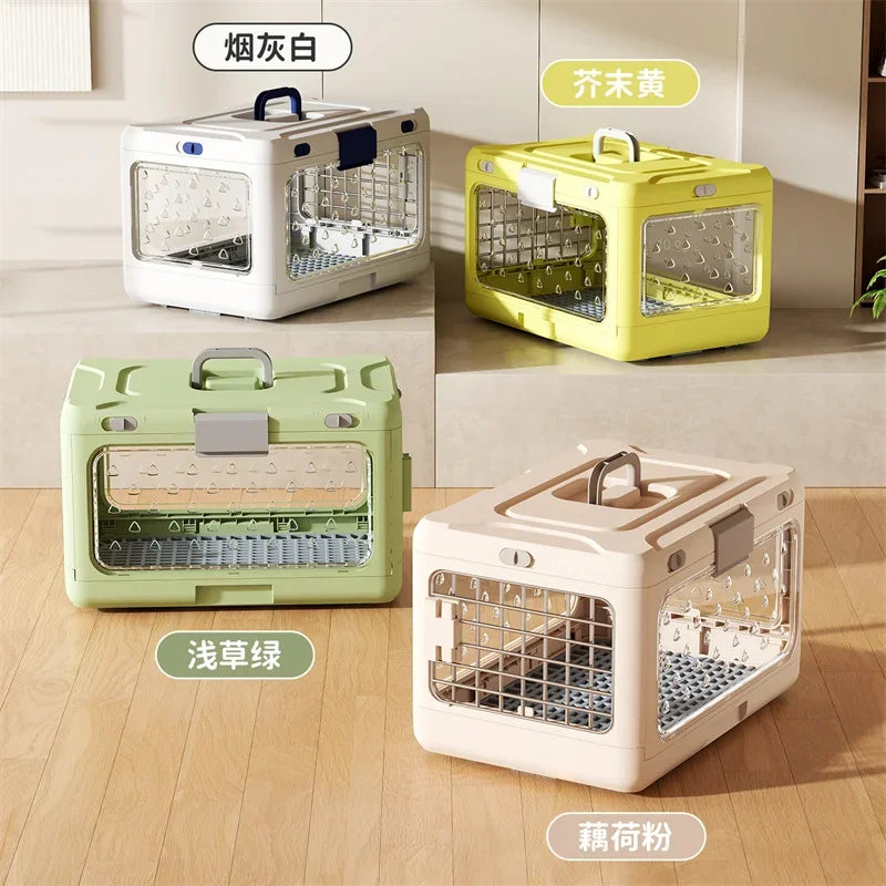 Pet supplies Portable pet air bag folding Dog suitcase out car carrying large capacity cat checked transparent box