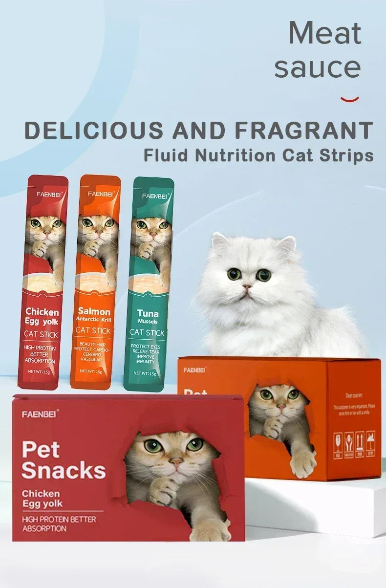 45-Piece Value Pack Cat SticksCat Snacks with Nutrients for Weight GainMoist Food Suitable for Adult KittenHydrating Meat Sticks