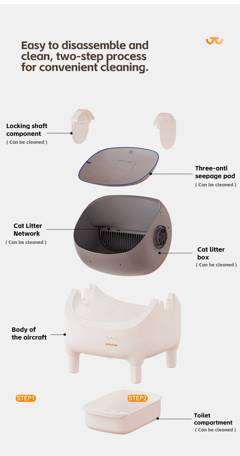 Pokpaw CL16 Smart Cat Litter Box with App Control 76L Self-cleaning Automatic Semi Enclosed Cat Litter Box Cat Toilet Supplies