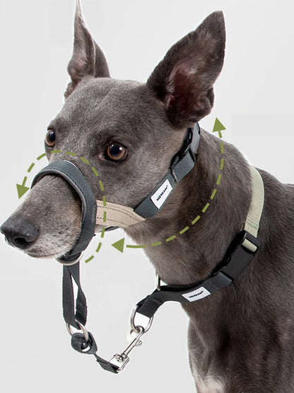 Soft Dog Head Collar Patented Padded No Pull Head Halter Training Nose Leash with Safety Link for Medium Large Dogs Adjustable