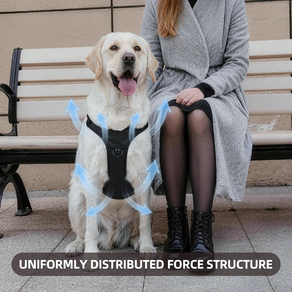 Dog Harness for Large Dogs Heavy Duty No Pull Service Dog Vest with Dog Seat Belt Reflective Adjustable Pet Harnes