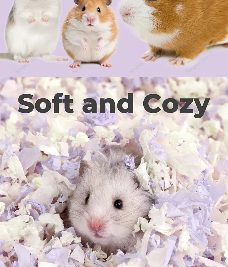 Hamster Bedding Dust-Free Guinea Pig Paper Bedding Odor Control Paper Bedding, Cozy Animal Bedding for Rabbit Rat Syrian Dwarf