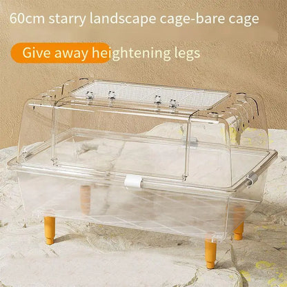 60cm Acrylic Hamster Cage Large Transparent Habitat for Syrian Hamster & Mice Spacious Villa-Style Chew-Proof Enclosure